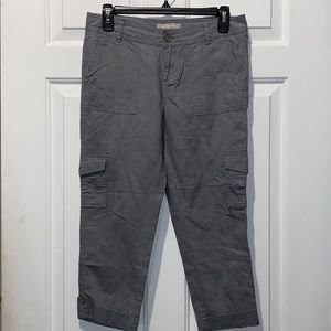Banana Republic Gray Martin Fit Linen Cuffed Capri